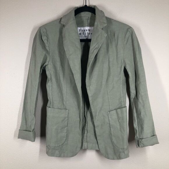 Frank & Eileen Dublin Tailored Blazer Sage Green Cotton Flax Size XXS - Picture 1 of 5